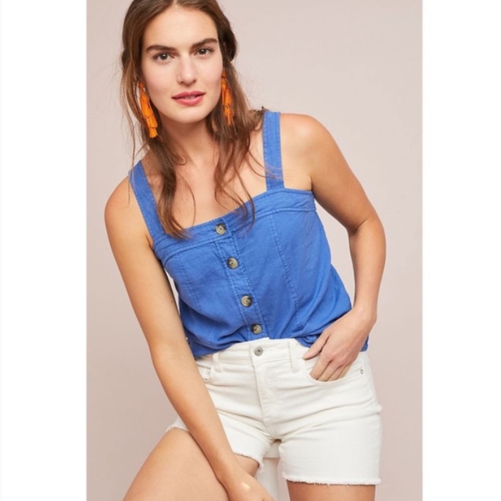ANTHROPOLOGIE x MAEVE | CHAMBRAY BUTTON TANK TOP